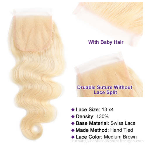 100% Unprocessed Caucasian Human Hair 1B 613 Blonde Ombre Color Remy Ukrainian Hair Weave Bundles With Lace Closure Frontal